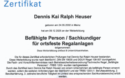 Schulung „Befähigte Person/Sachkundiger für Ortsfeste Regalanlagen“
